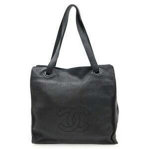 CHANEL Coco Mark Tote Bag Shoulder Leather Black